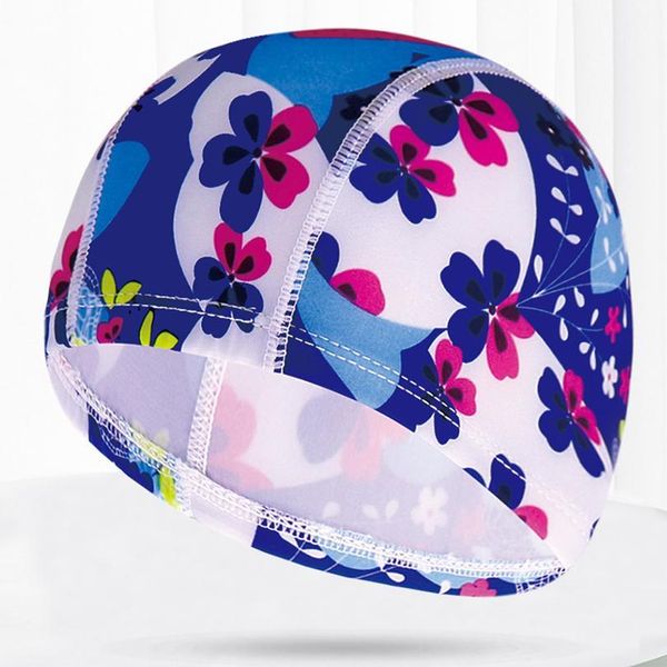 

multi colors prints men women fabric swimming cap swim pool water sports bathing elastic nylon caps hat turban for qylvma