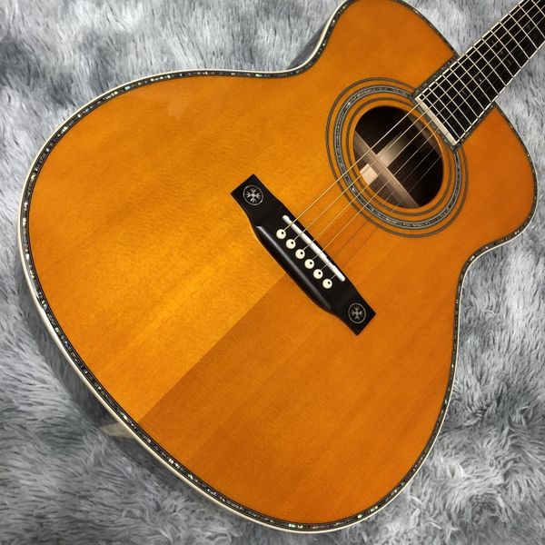 

40 inch om mold earthy yellow folk acoustic guitar