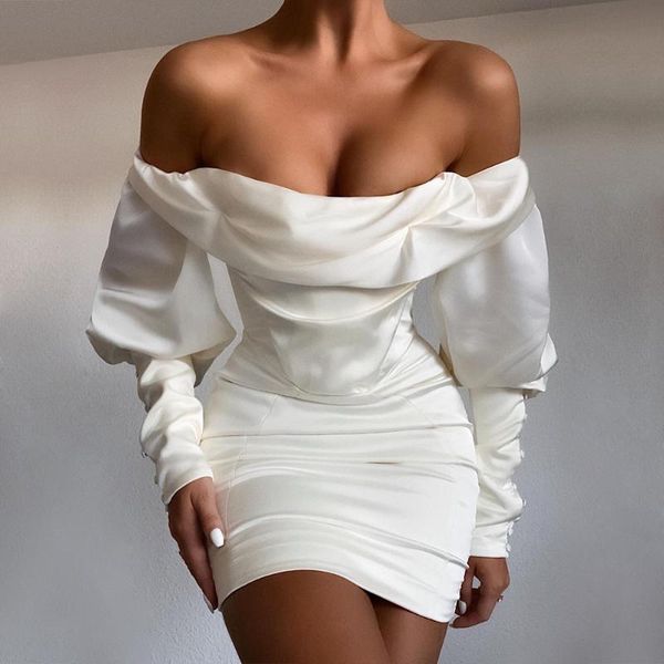 

casual dresses boozrey summer women off shoulder dress short mouw mini white club celebrity evening landing trail party, Black;gray