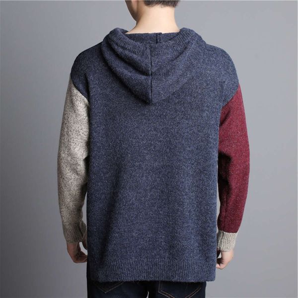 

20212020 new korean hoodie large sweater trend men's knitted jacket, White;black