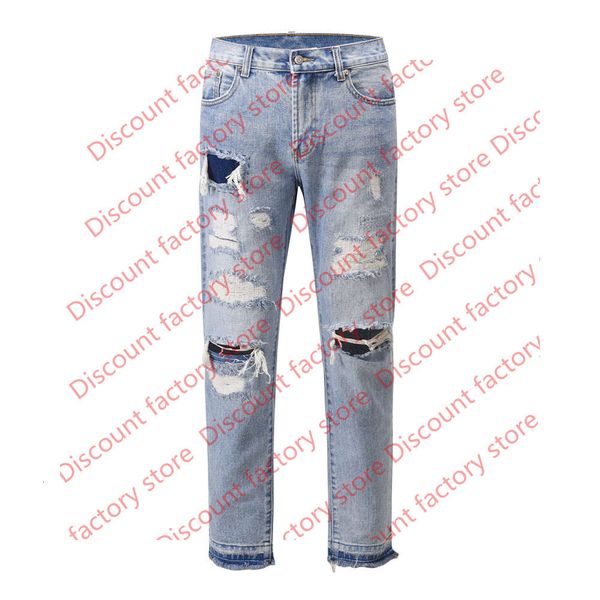 

washed blue jeans ripped holes autumn streetwear 30-36
