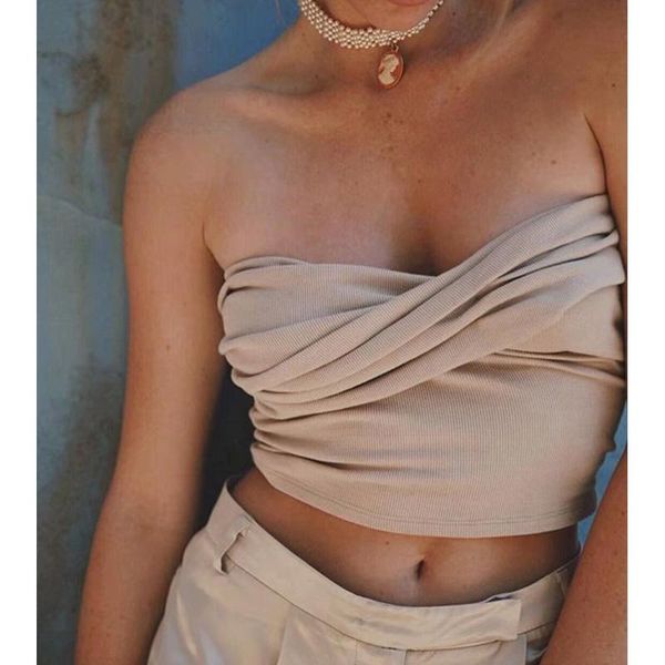 

women's tanks & camis pleated vest women bandage wrapped chest sling club party slim-fit bottoming tube top, White