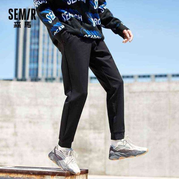 

semir sweatpants men trendy sports pants autumn and winter models closed knit jogging pants stretch loose feet guard pants w220214, Black