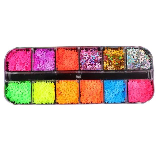 

nail art decorations 12 colors 3d nails stickers manicure glitters star sequins decoration fluorescent style glitter, Silver;gold