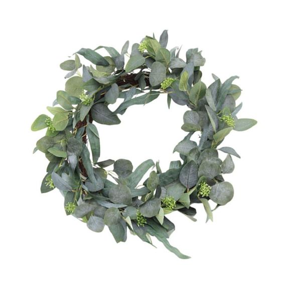 

artificial round eucalyptus leaves rattan ring decorative eucalyptus leaves for wedding party festival (round pattern)