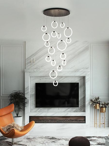 

chandeliers duplex apartment living room led chandelier spiral staircase droplight dining ceiling hanging lights modern indoor light