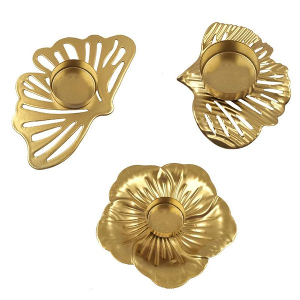 

candle holders 3pcs golden leaf design candlestick elegant candleholder deskdecor