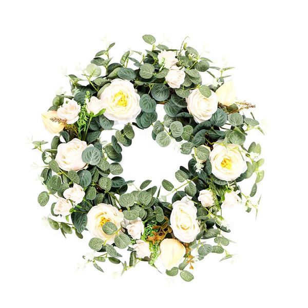 

artificial wreath ginkgo eucalyptu leaves home living room window simulation greeleaf wreath door decor garland wall hanging