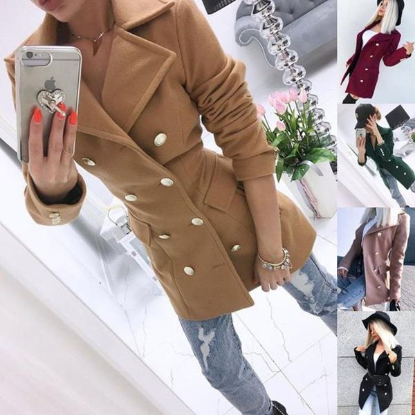 

women's wool & blends 2021 fall/winter long-sleeved double-breasted nizi coat women, Black