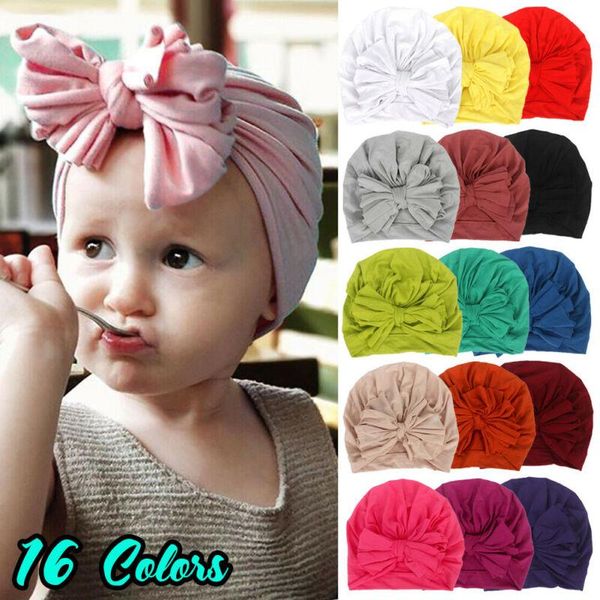 

caps & hats brand pudcoco born baby hat cute bowknot beanie toddler kids boy girl soft cotton warm 16 colors, Yellow