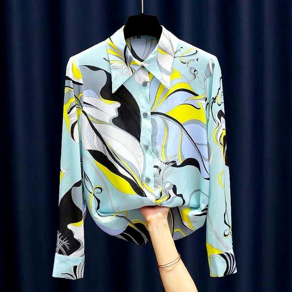 

women's blouses & shirts autumn spring office blouse long sleeve women fashion print chiffon shirt womens and ls061, White