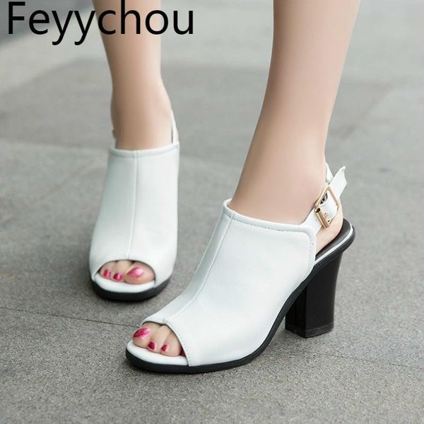 

dress shoes women sandals beach super high heel peep toe thick 2021 pu summer fashion casual wedding black white yellow