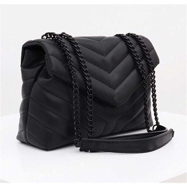 

designer handbags loulou y-shaped quilted real leather women bags chain shoulder bag flap bag multiple colour for choo215s3, Black