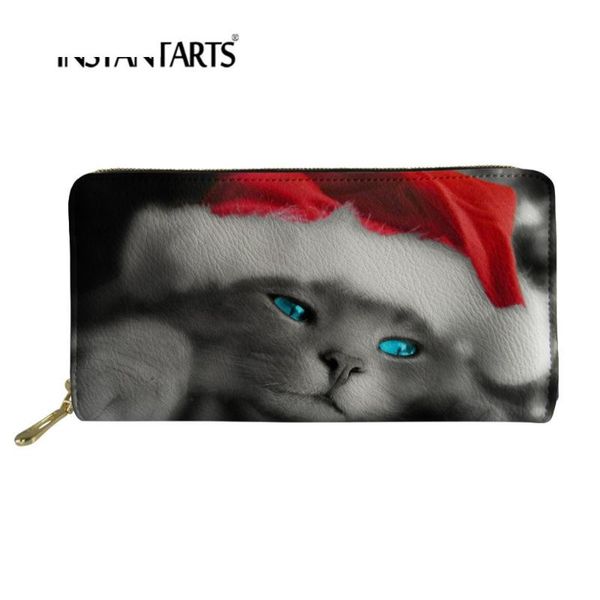 

wallets cute christmas animal cat dog pattern travel women wallet casual long coin storage bags for female purse card holder murse sumka, Red;black