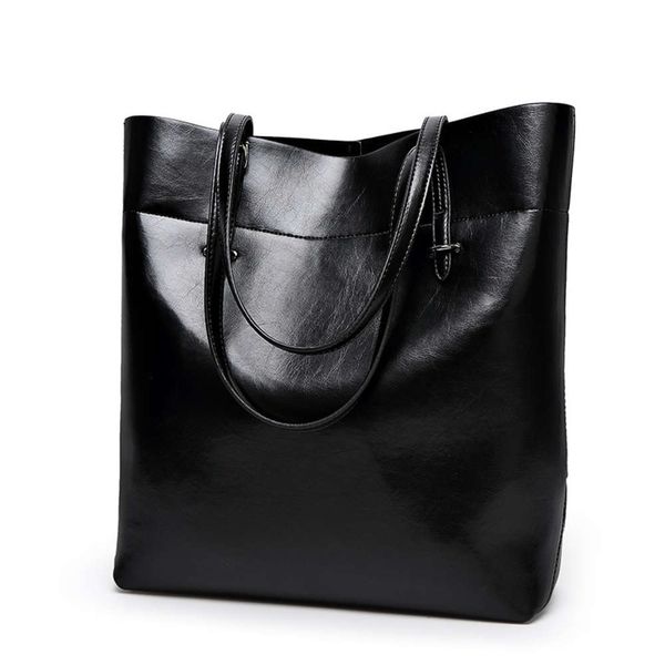 

2021 winter oil wax leather women's bag straight large single shoulder hand