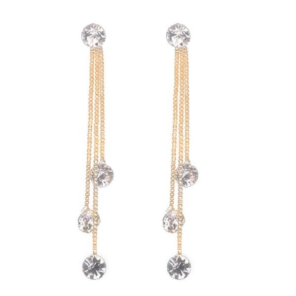 

dangle & chandelier fashion jewelry shiny rhinestone long chain stud linear earrings gift, Silver