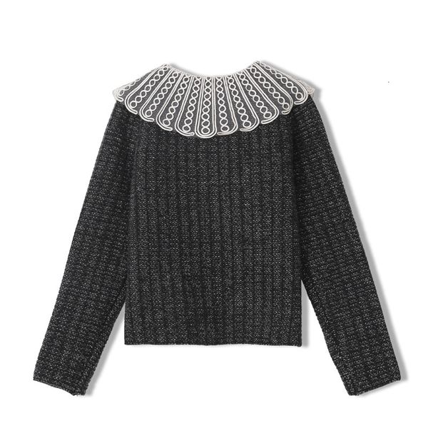 

pearl mesh buttons cardigan outerwear sweet thick spring feminine sleeve jumpers mujer t3220 zyv8, White;black