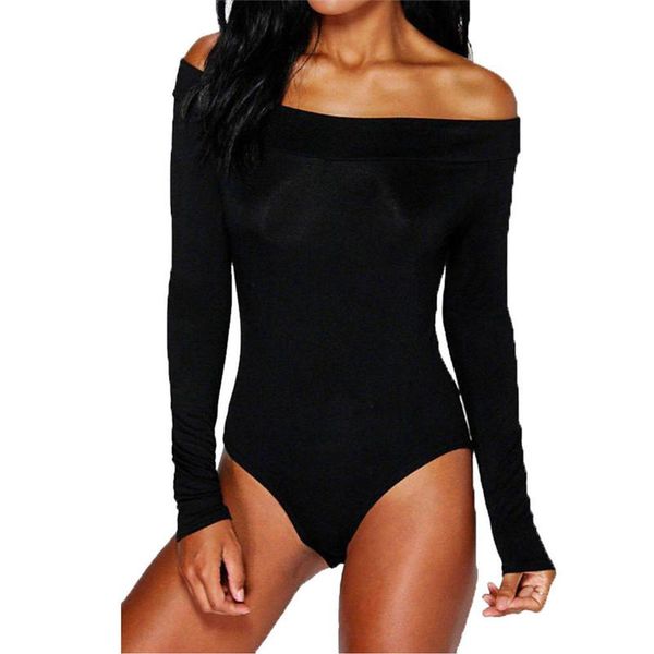 

women's jumpsuits & rompers women ladies off shoulder bodycon slim bodysuit long sleeve stretch causal jumpsuit romper leotard clo, Black;white