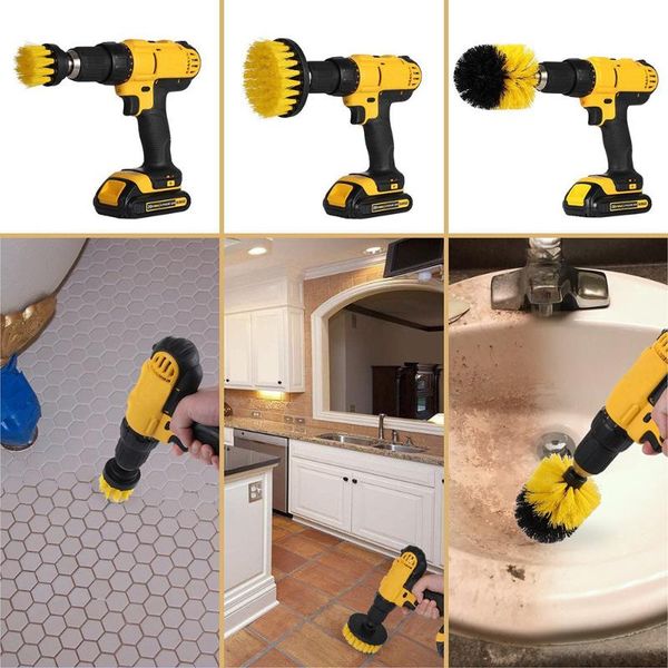 

professional hand tool sets 3pcs scrubber brush electric drill power grout bathroom cleaning surface tub shower tile #yj