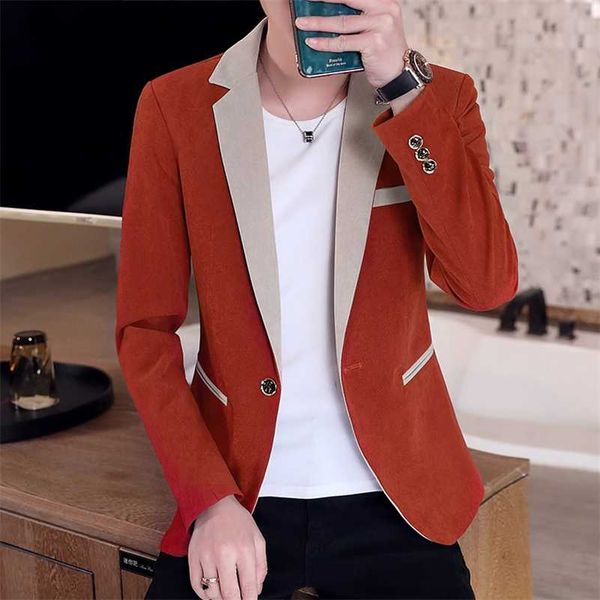 

autumn and winter pure color casual small suit men's korean style slim trend small suit jacket spring and autumn 211120, White;black