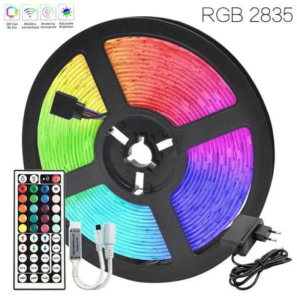 

strips 16.4 ft (5m) diy mode color changing led strip 12v rgb 2835 eu plug infrared remote control for bedroom kitchen home decoration