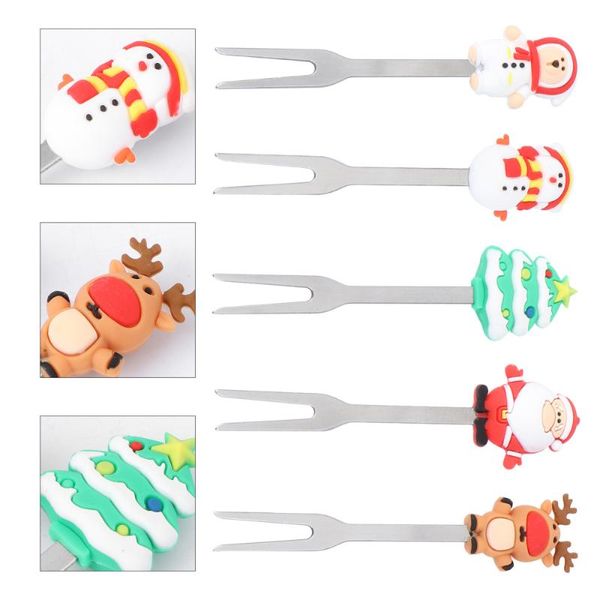 

forks 6 pcs christmas themed fruit creative dessert party tableware
