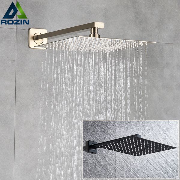 

rozin brushed golden rainfall shower head bathroom 8/10/12 ultrathin style shower head with wall mounted shower arm