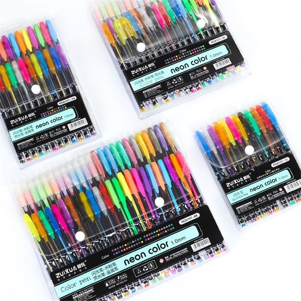 

gel pens 12/24/36/48 colors set, glitter pen for coloring books journals drawing doodling painting colored art markers