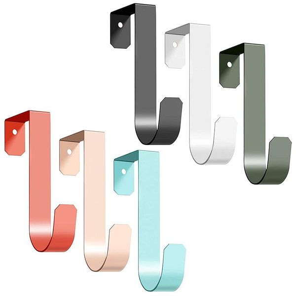 

6 pack over the door hooks, metal single door hanger for hanging coats robes hats towels sturdy hooks easy install