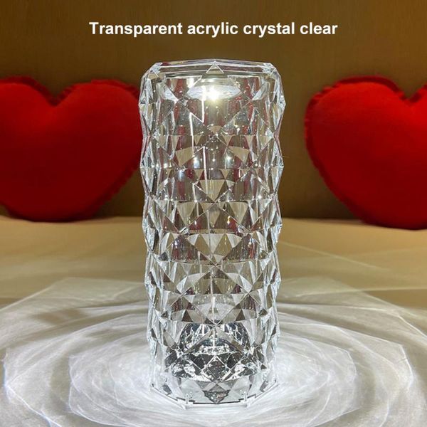 

night lights crystal table lamp rose light projector 3 colors adjustable romantic diamond atmosphere bedroom touch