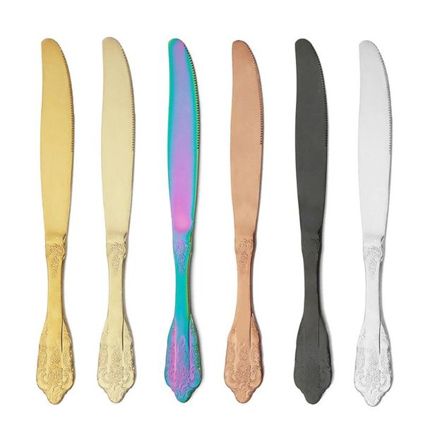 

flatware sets 304 stainless steel dinner knives set sharp steak knife restaurant table gold western black in dinnerware