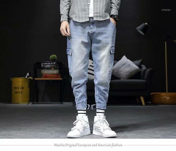 

male denim pants hiphop trousers jeans for mens skinny men's, Blue