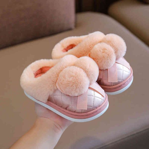 

walker toddler shoes children's cotton slippers girls' pu leather waterproof princess warm wool home baby autumn and winter men