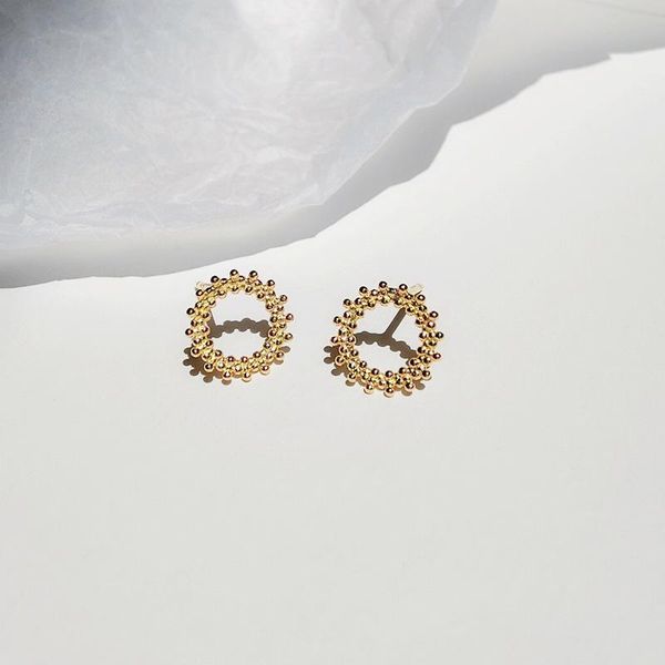 

stud s925 sterling silver light luxury style sweet greek golden wreath shape custom simple earrings, Golden;silver