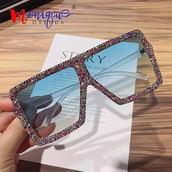 

sunglasses women 2021 pink and green candy lens oversized rhinestone sun glasses vitnage design square eyewear wholesale, White;black
