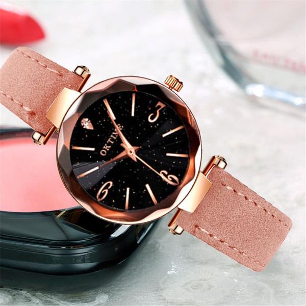 

wristwatches women wrist watch starry sky retro design leather band analog alloy quartz woman watches clock 2021 lady, Slivery;brown