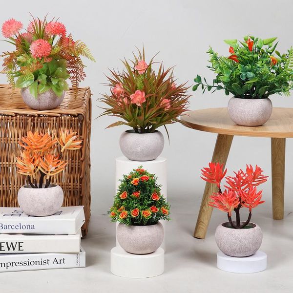 

decorative flowers & wreaths artificial potted plants nordic wind fake plant semicircle pulp flower bonsai for home teen room office desktop