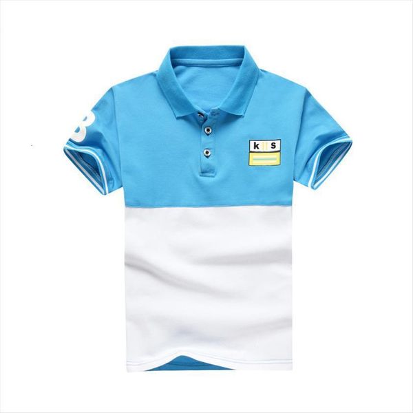

summer short sleeve kid t shirts cotton lapel casual boys shirt tees school teenager children clothing bc008, Blue