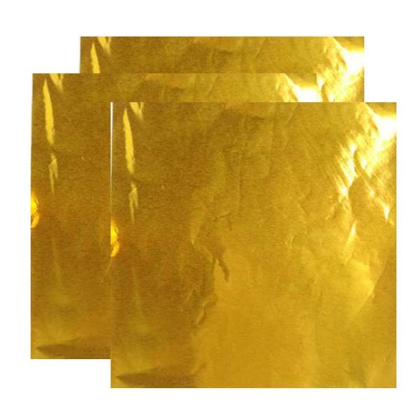 

200pcs aluminium foil paper gold foil paper wrapping glossy gift package for packaging chocolate (golden)