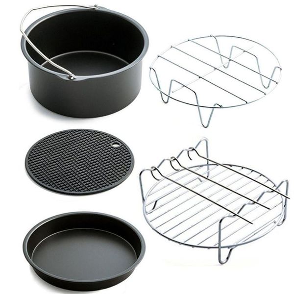 

electric baking pans 5-piece air fryer accessories kit 7 inch non-stick for 3.5qt-5.3qt basket pizza tray barbecue steamer
