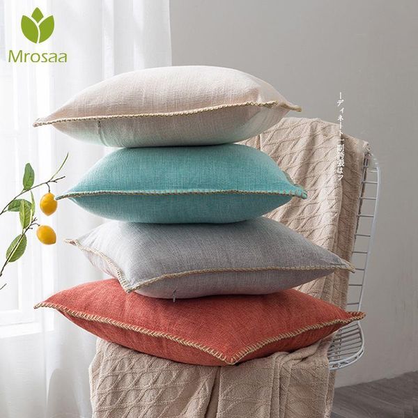 

solid linen cotton cushion cover with core for sofa bed car decor throw pillow cover bedroom sofa living room home decoration