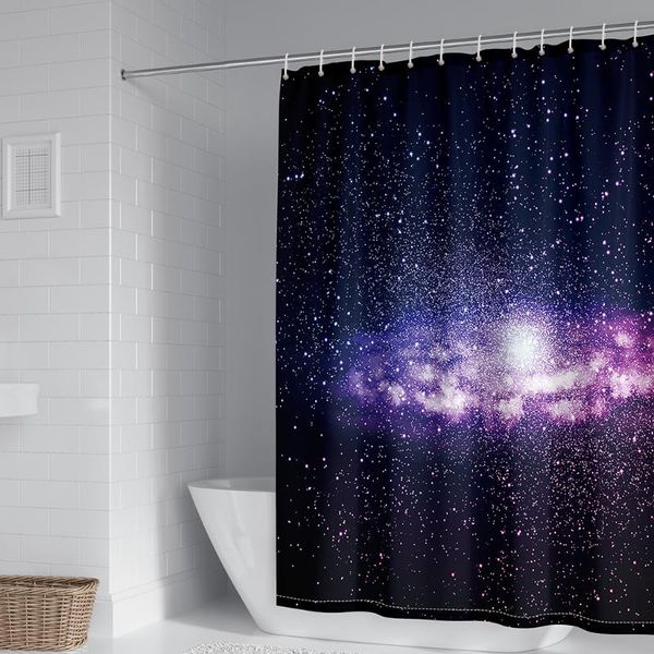 

black hole star print shower curtain waterproof fabric washable household simple hook accessories