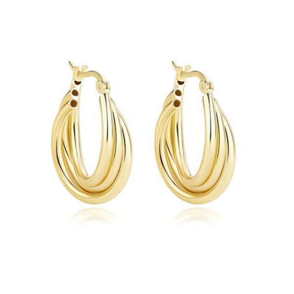 

925 silver gold plated shine twisted hoop earrings for women's, Golden;silver