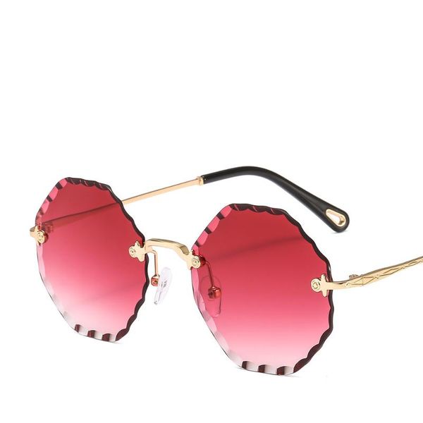 

fashion sunglasses frames irregular rimless cut edge for women, Black