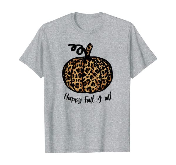 

happy fall y'all leopard pumpkin costume thanksgiving gift t-shirt, White;black