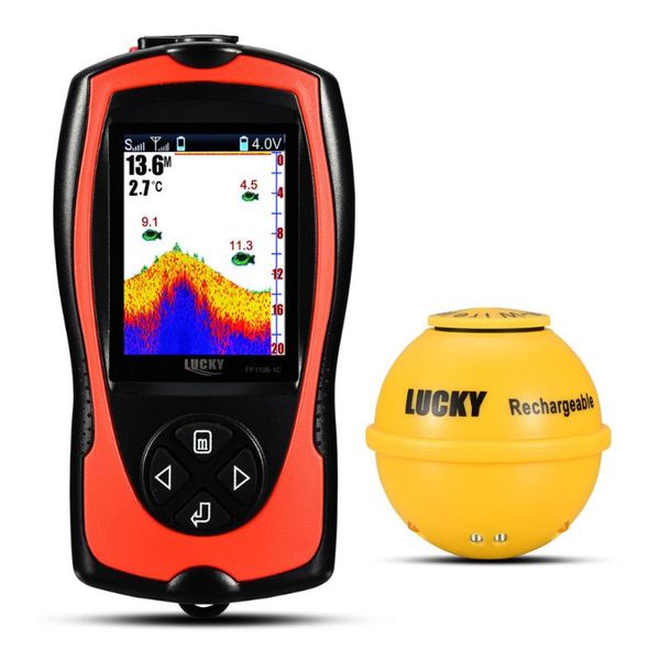 

lucky ff1108-1cwla wireless sonar fish finder transducer ice/ocean/boat fish finder alarm waterproof sonar sensor