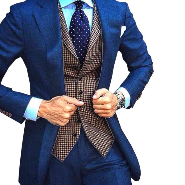 

men's suits & blazers suit two piece slim fit grey / blue lapel suit men's business groom jacket evening ( + pants), White;black