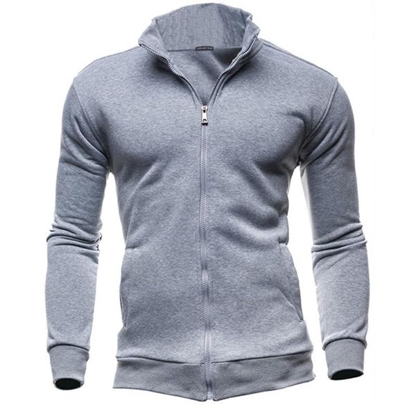 

men's hoodies & sweatshirts men coat brand clothing fashion zip stand collar man casual slim hoody sweatshirt cardigan zipper hood, Black