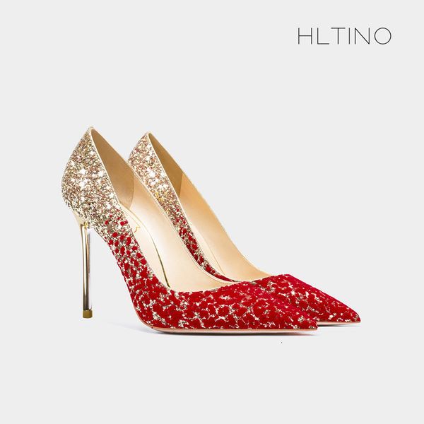 

bling bride's wedding spring dress silhouettes high heels pumps for ladies present heart deep stiletto shoes zids, Black