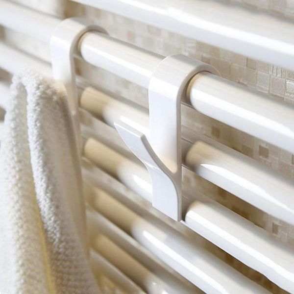 

hooks & rails hanger for heated towel radiator rail clothes bath hook holder percha plegable scarf white 6pcs